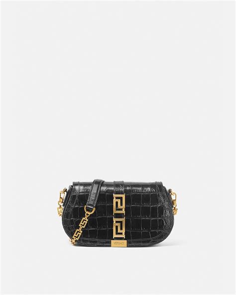 versace schwarze damentasche|versace croc shoulder bags.